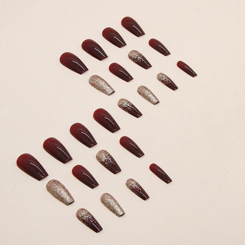 Nail art 24-piece set fake nails reusable sticker nails press-on full coverage fake nail tips and jelly sticker cosmetic accessories