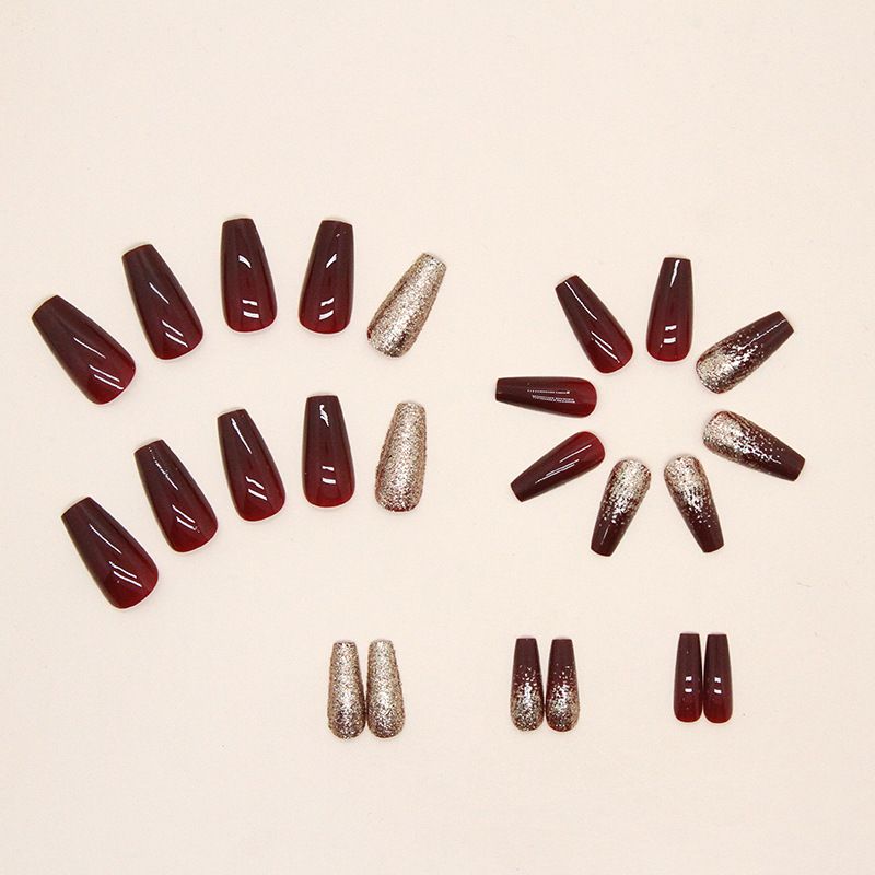 Nail art 24-piece set fake nails reusable sticker nails press-on full coverage fake nail tips and jelly sticker cosmetic accessories