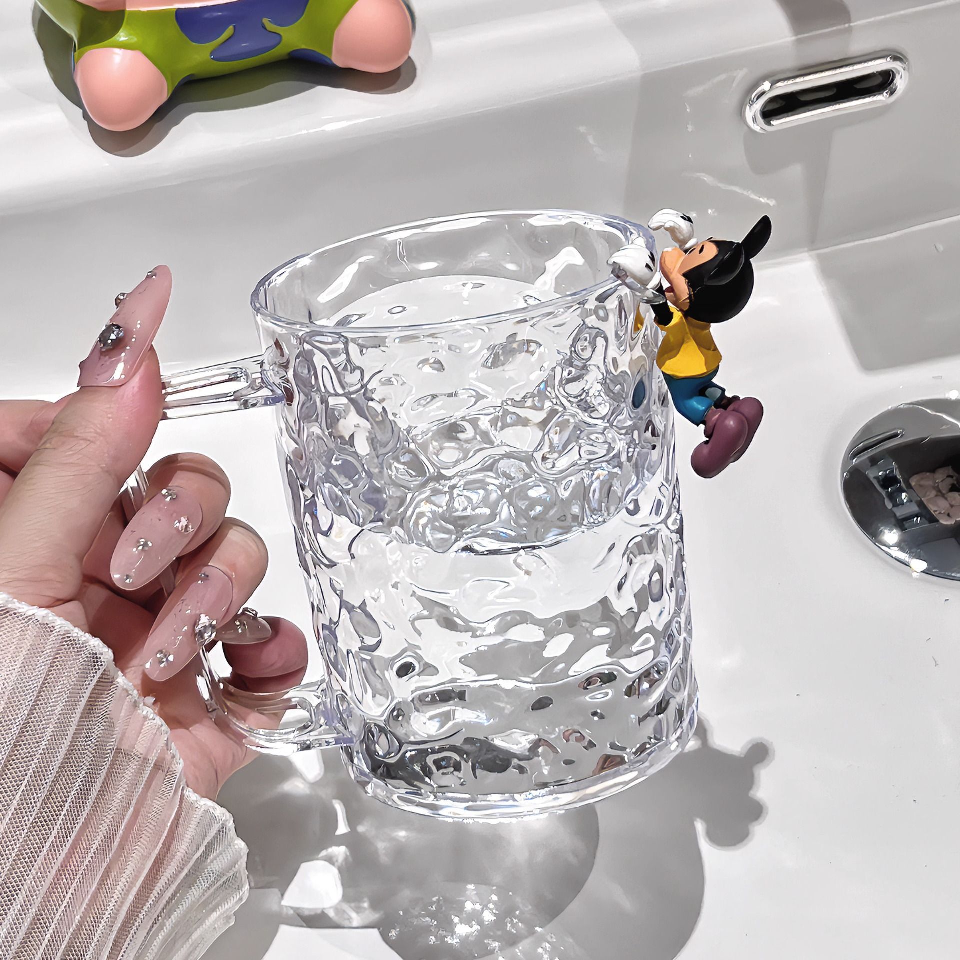 500ML Toothbrush Cup Glacier Pattern Luxury Bathroom Wash Cup Household Simple And Portable High-Value Brush Cup Mouthwash Cup