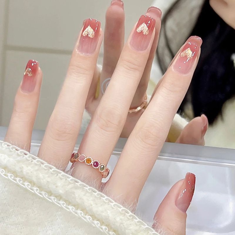 Nail art 24-piece set fake nails reusable sticker nails press-on french nail patch sweet gradient love advanced sense armor French jelly sticker cosmetic accessories view 4