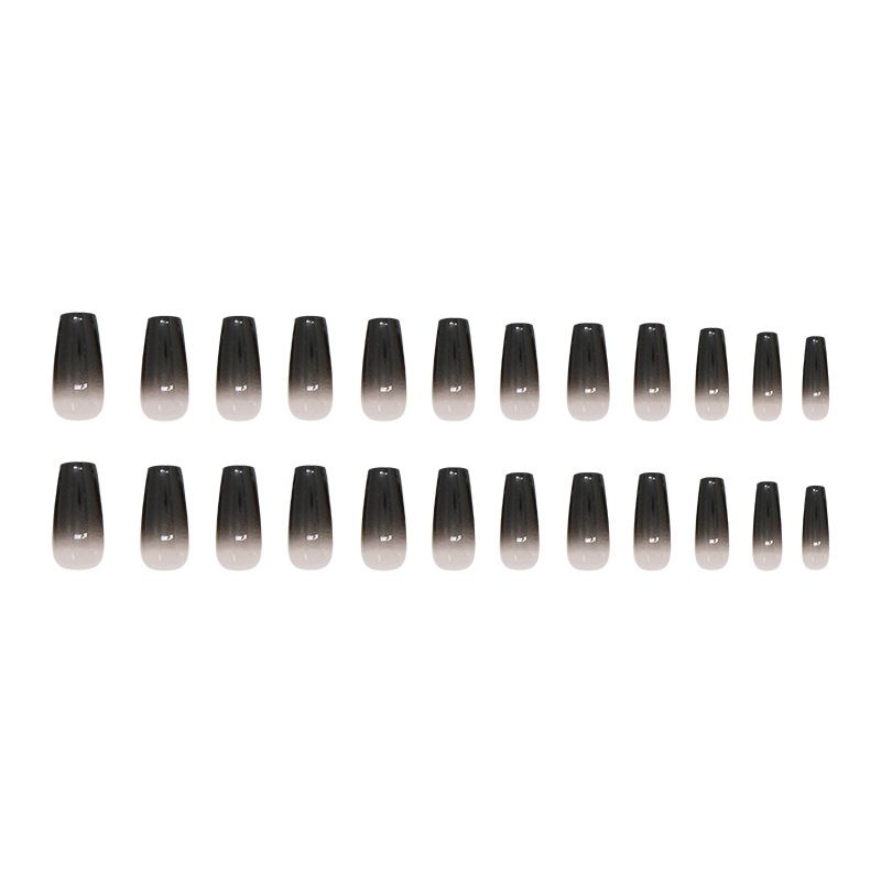 Nail art 24-piece set fake nails reusable sticker nails press-on french nail patch minimalist style black gradient fashion niche sweet cool spice girl style view 5