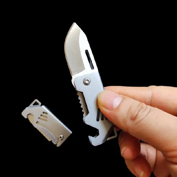 1Pc Small Steel Cannon Mini Folding Knife - Keychain Pendant, Portable Outdoor Camping Knife, Ideal for Unpacking and Everyday Use