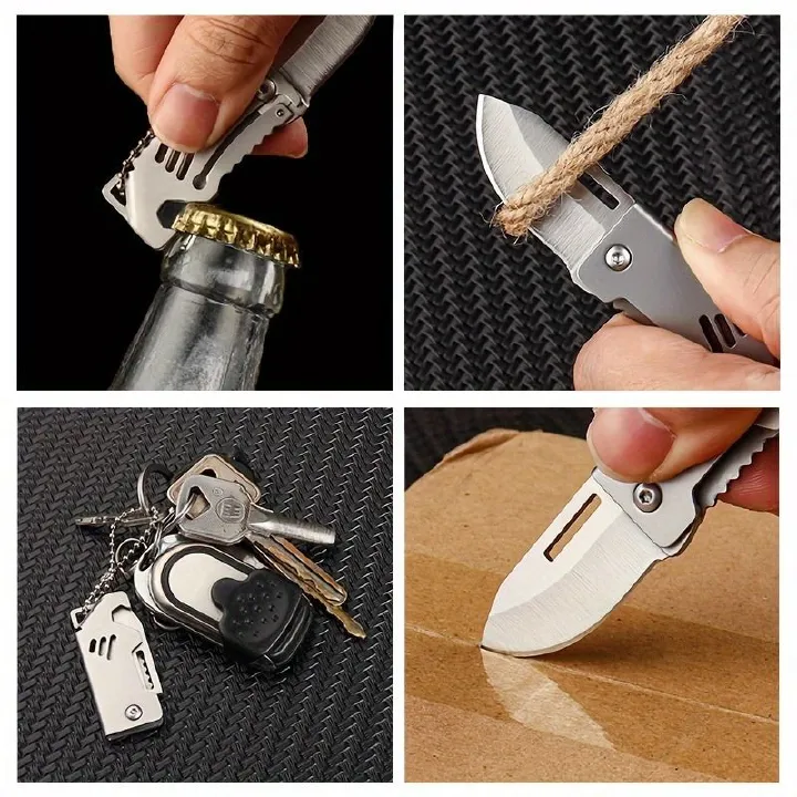 1Pc Small Steel Cannon Mini Folding Knife - Keychain Pendant, Portable Outdoor Camping Knife, Ideal for Unpacking and Everyday Use