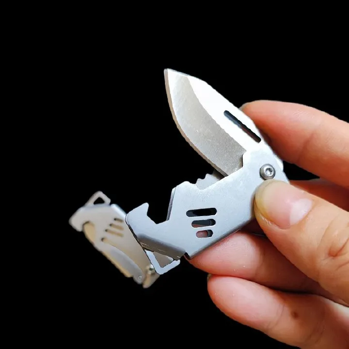 1Pc Small Steel Cannon Mini Folding Knife - Keychain Pendant, Portable Outdoor Camping Knife, Ideal for Unpacking and Everyday Use