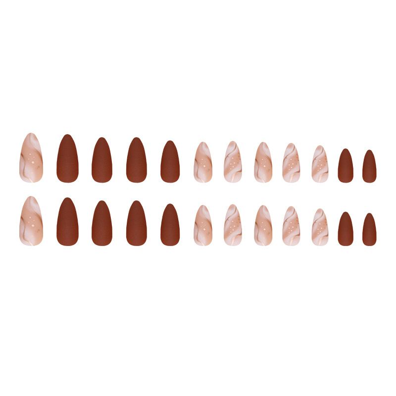 Nail art 24-piece set fake nails reusable sticker nails press-on Fall/winter smudged fake nails foreign trade wearing almond-shaped almond nail line nail scrub nail