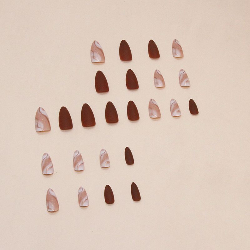 Nail art 24-piece set fake nails reusable sticker nails press-on Fall/winter smudged fake nails foreign trade wearing almond-shaped almond nail line nail scrub nail