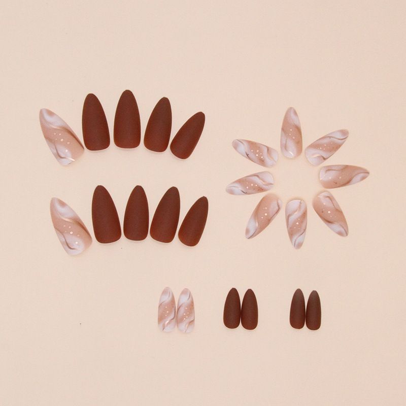Nail art 24-piece set fake nails reusable sticker nails press-on Fall/winter smudged fake nails foreign trade wearing almond-shaped almond nail line nail scrub nail