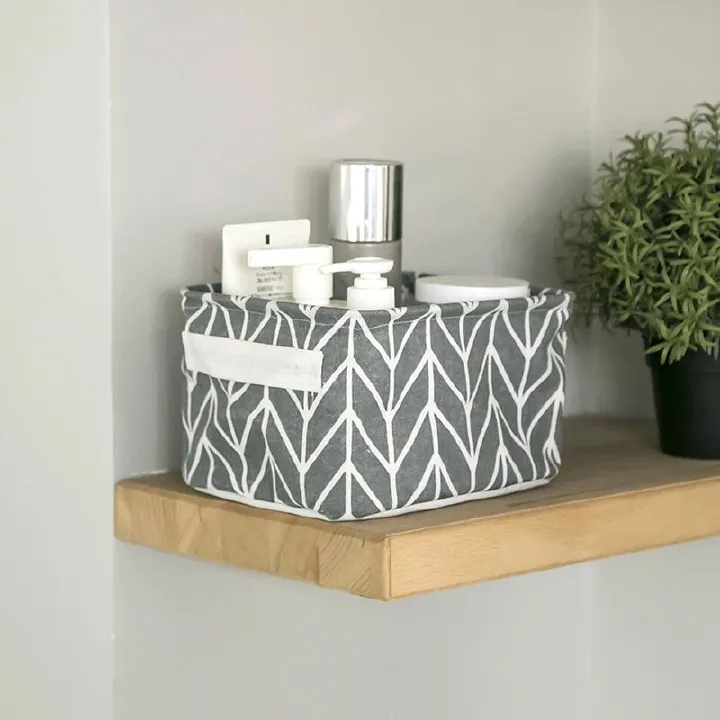 Fabric storage box cotton and linen storage box desktop storage box cosmetics storage basket underwear storage basket 14x12x20cm