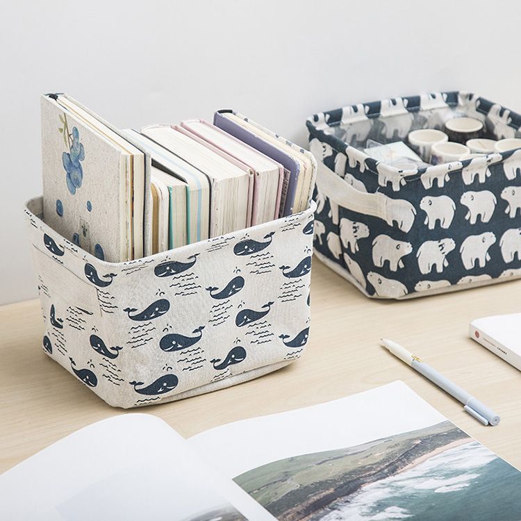 Fabric storage box cotton and linen storage box desktop storage box cosmetics storage basket underwear storage basket 14x12x20cm