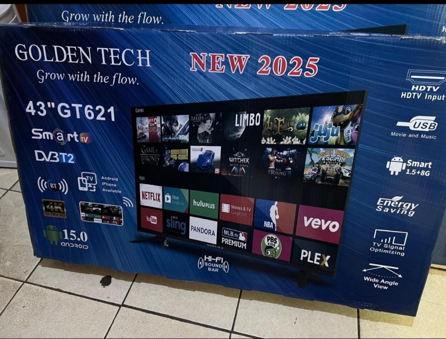 🔥🎁✨ GOLDEN TECH 43 INCHES 4K ULTRA HD SMART ANDROID TV (2024 MODEL) ✨🎁🔥 - Immersive Cinematic Experience with Dolby Vision™ | Voice Remote | Built-in Chromecast