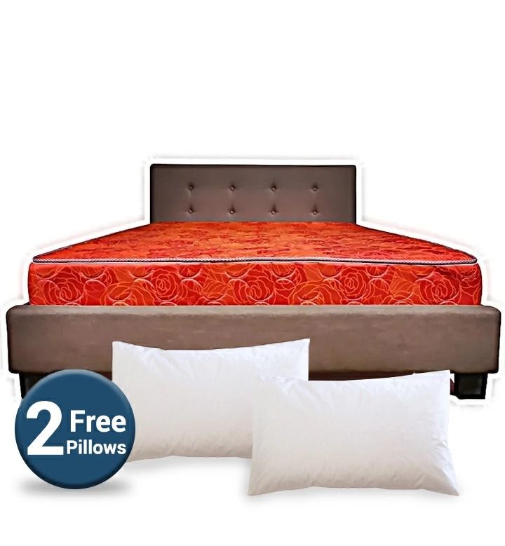 🎁 2 FREE Pillows! Ndovu 8-Inch Quilted Mattress 🛏️ | High-Density Foam | Elegant Red Finish | Durable & Comfortable | Premium Sleep Support | 2-Year Warranty 🌙✨