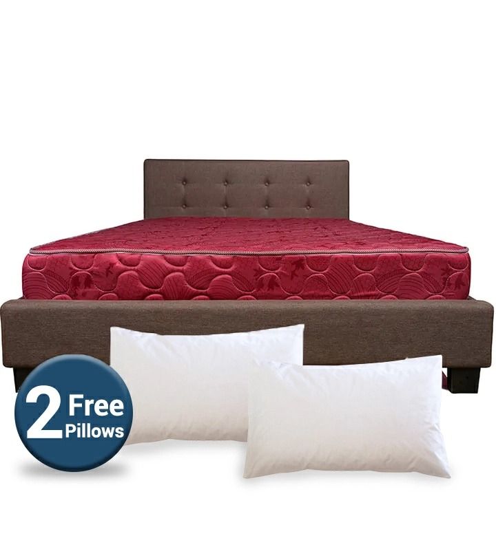 🎁 2 FREE Pillows! Ndovu 8-Inch Quilted Mattress 🛏️ | High-Density Foam | Elegant Red Finish | Durable & Comfortable | Premium Sleep Support | 2-Year Warranty 🌙✨