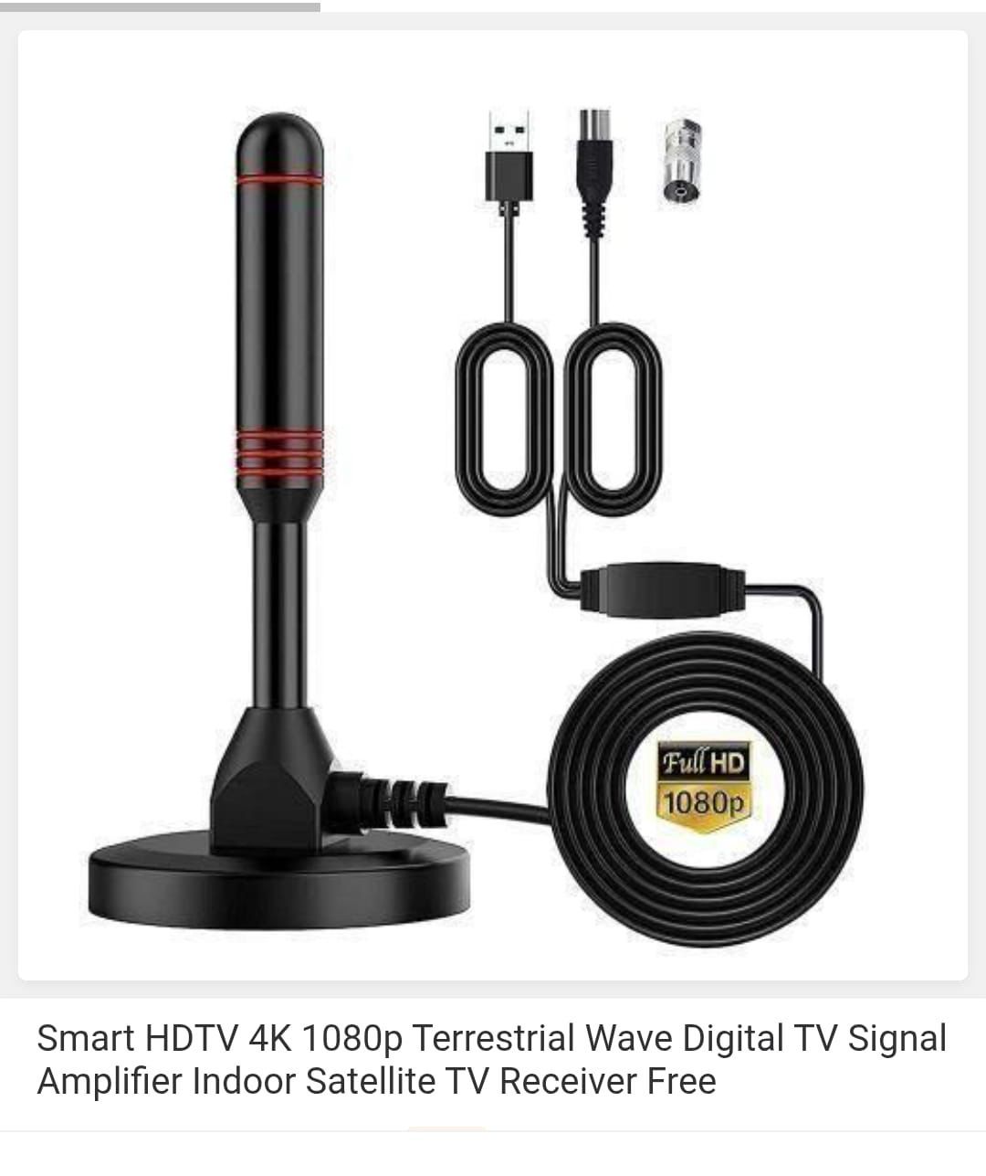 📡 Smart HDTV 4K/1080p Digital Signal Booster Antenna – Indoor Amplified Terrestrial Aerial with USB Power for Free-to-Air TV Channels 🖥️🔌📺
