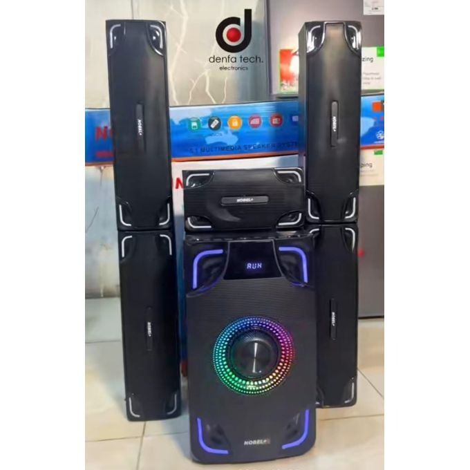 ✨🔊 NOBEL+ NB-2060 55000W PMPO Home Theater System with Dynamic LED Lights, Bluetooth, USB, SD Card, & FM Radio 🎶