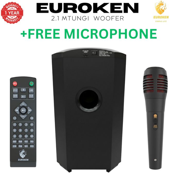 🔥🦁 Euroken EK-607 2.1CH Multimedia Speaker System 🎶 20000W PMPO 💥 Bluetooth 📡 USB 📀 HiFi Sound 🎤 Remote Control 💫 DC 12V Powered – Home Audio Beast! 🎧