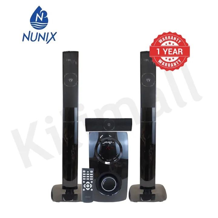 Nunix NU-M7 3-1 Channel Mini Home Theater System – Bluetooth, USB, FM, HiFi Bass, 12000W PMPO, Remote Control, LED Display, DVD Support, Tall Boy Design 🔊🎼🎮