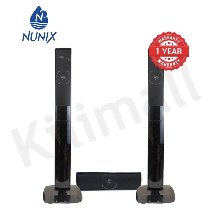 Nunix NU-M7 3-1 Channel Mini Home Theater System – Bluetooth, USB, FM, HiFi Bass, 12000W PMPO, Remote Control, LED Display, DVD Support, Tall Boy Design 🔊🎼🎮