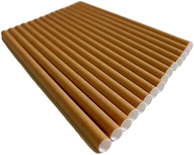 10 Pack Kraft Paper Straws Biodegradable co-Friendly Drinking Bulk for Party Supplies, Bridal/Baby Shower, Birthday, Mixed Drinks, Weddings, Restaurant, Food Service