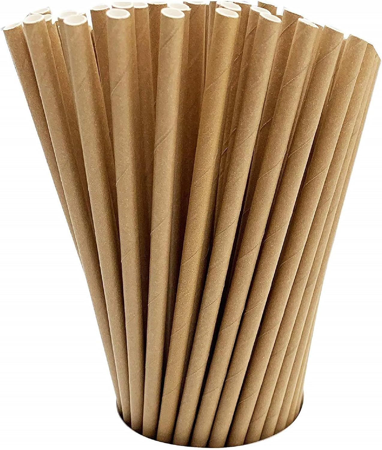 10 Pack Kraft Paper Straws Biodegradable co-Friendly Drinking Bulk for Party Supplies, Bridal/Baby Shower, Birthday, Mixed Drinks, Weddings, Restaurant, Food Service
