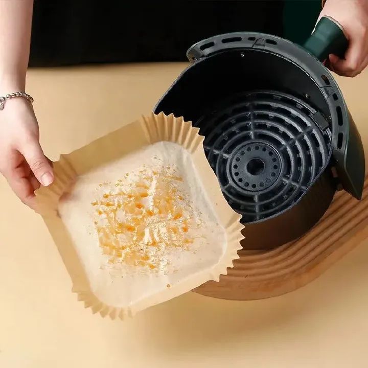 50pcs/set Air Fryer Disposable Paper Parchment Wood Pulp Steamer Cheesecake Air Fryer Accessories Baking Paper For Air Fryer(20cm Dia, Food Grade)