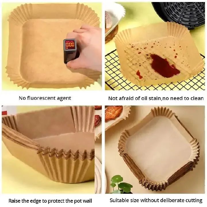 50pcs/set Air Fryer Disposable Paper Parchment Wood Pulp Steamer Cheesecake Air Fryer Accessories Baking Paper For Air Fryer(20cm Dia, Food Grade)
