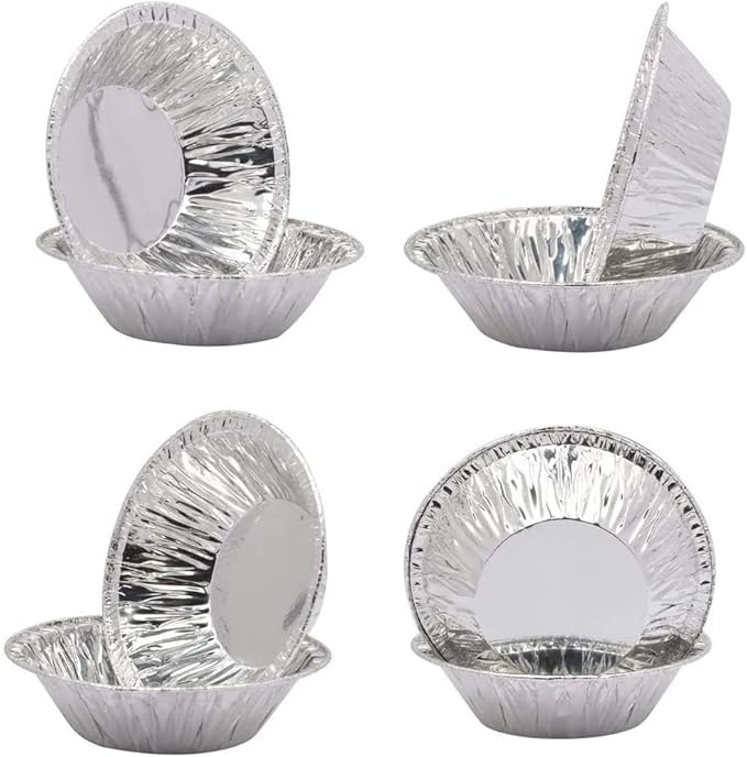 100PCS Professional 7cm Aluminum Foil Baking Cups | Commercial-Grade Disposable Tart Molds with Reinforced Ridged Design | Oven & Air Fryer Safe for Egg Tarts, Cupcakes, Mini Pies (Base 4cm/Height 2