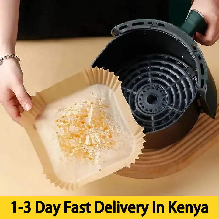 50 pieces/set pre cut air fryer parchment lined double-sided non stick baking tray, disposable wood pulp square tray, disposable wood pulp circular tray, used for cheesecake/chicken/french fries (diam