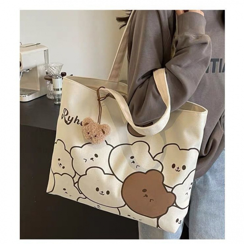 Versatile Canvas Tote Bag Japanese Anime Style Large Shopper Bag for School, Work, Travel, Beach