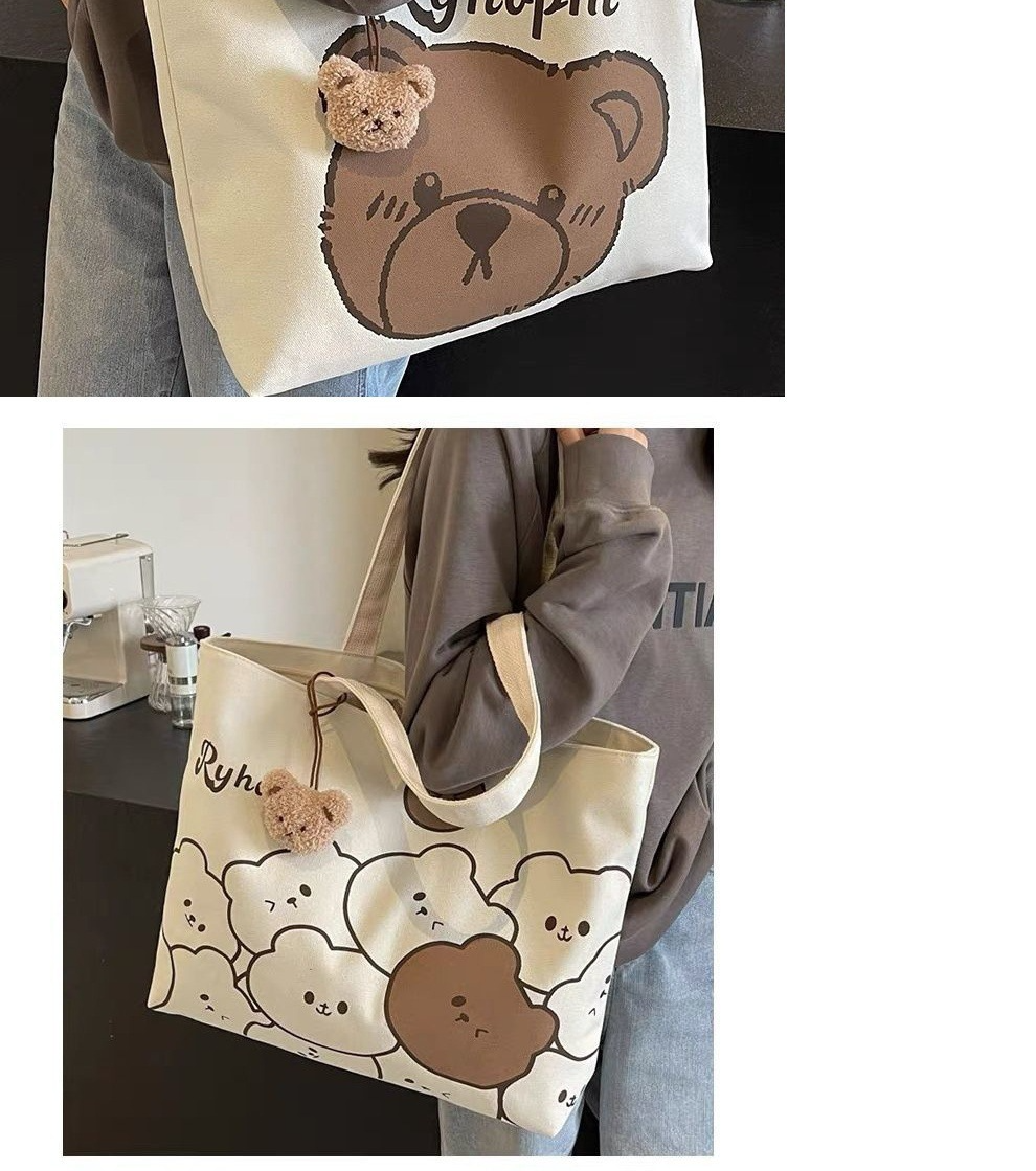 Versatile Canvas Tote Bag Japanese Anime Style Large Shopper Bag for School, Work, Travel, Beach