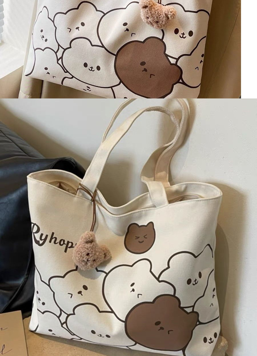 Versatile Canvas Tote Bag Japanese Anime Style Large Shopper Bag for School, Work, Travel, Beach