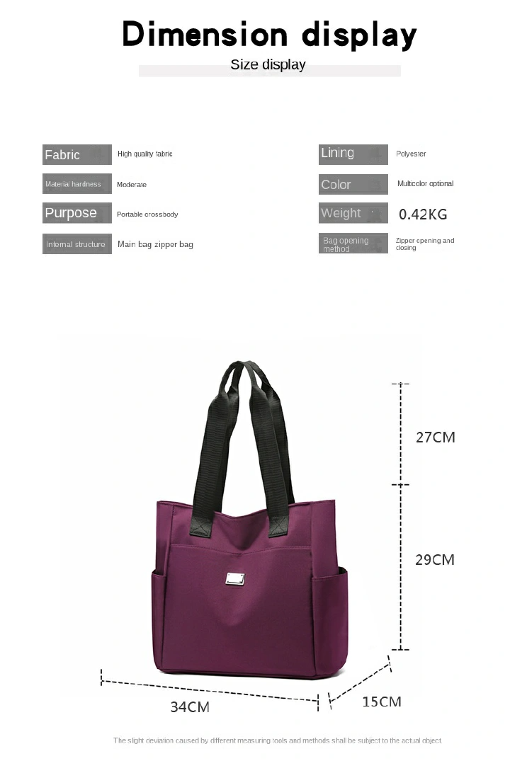Strong Waterproof Ladies Bag - Big Everyday Tote for Office, Market and College