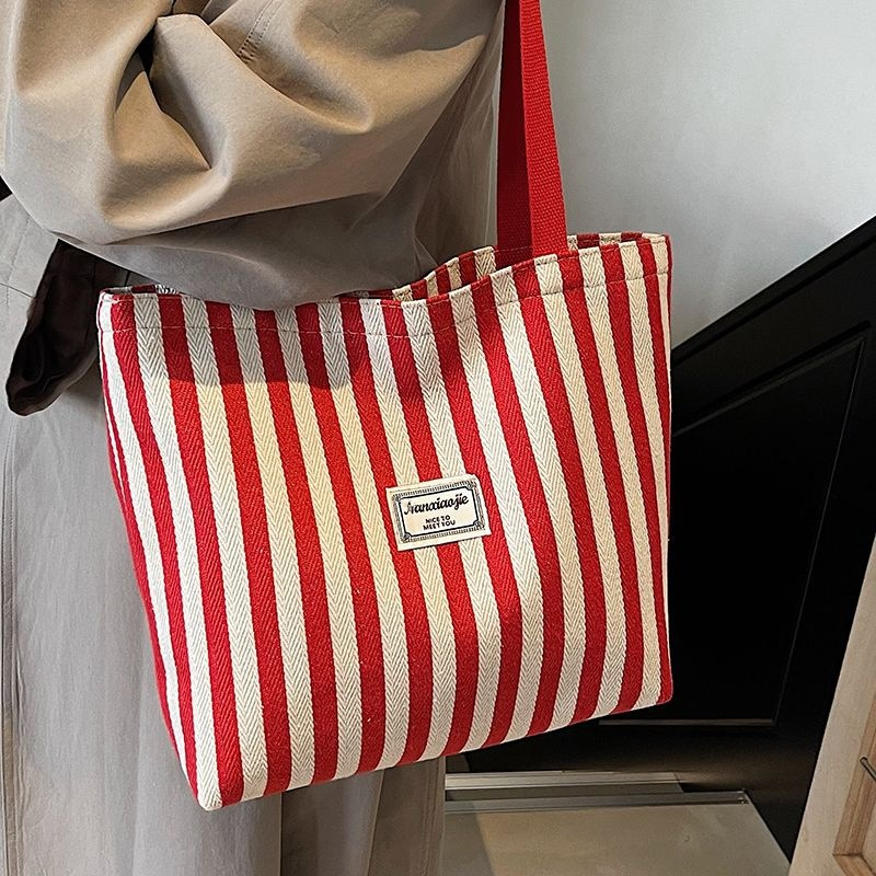 Commuting Japanese cartoon single shoulder large capacity unlined cloth bag tote versatile student class canvas tote bag