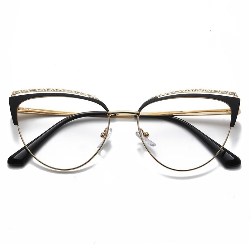 1pc Metal Photochromic Cat Eye Glasses, 2-In-1 Fashion Decorative Eyewear, Indoor Clear Lens & Outdoor