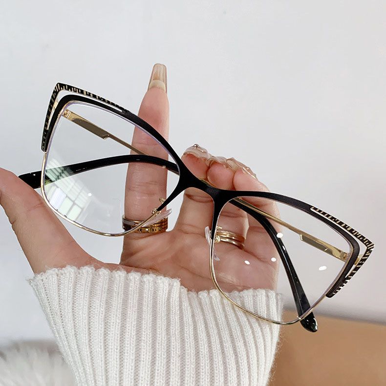 1-Pack Women'S Photochromic Cat Eye Frame Glasses Fashion Retro Glasses