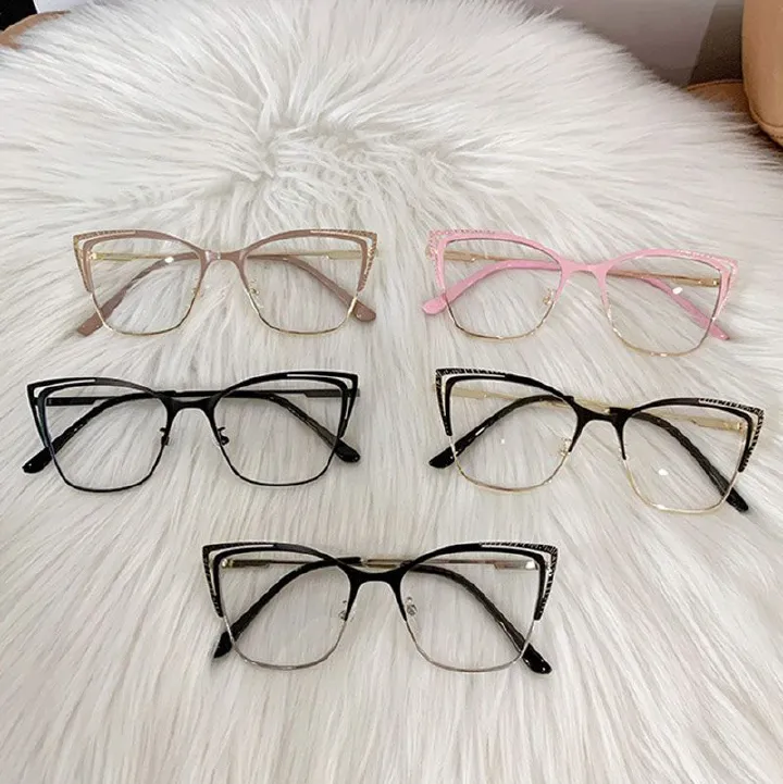 1-Pack Women'S Photochromic Cat Eye Frame Glasses Fashion Retro Glasses