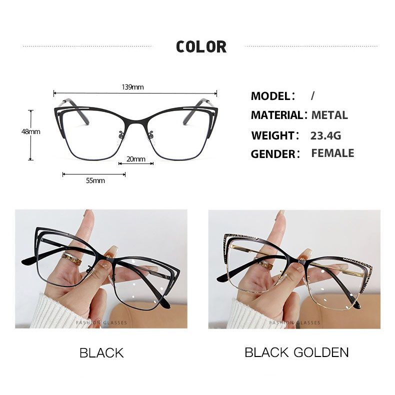 1-Pack Women'S Photochromic Cat Eye Frame Glasses Fashion Retro Glasses