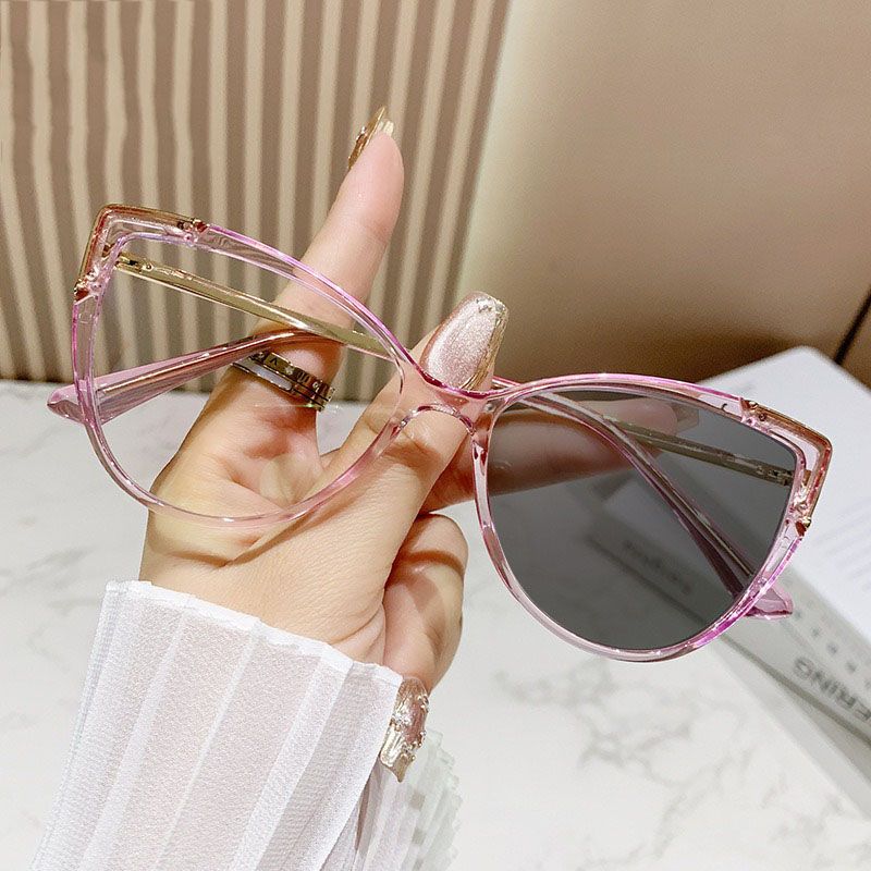 Candy Color Cat Eye Photochromic ultraviolet-proof Anti Blue Light Computer Eyeglasses Prescription Myopia Optical Glasses Frame