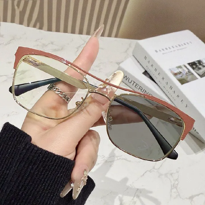 Computer Eye Photochromic Eyeglasses Metal Optical Frame Myopia Optical Glasses Changing Lenses Anti Blue Glasses