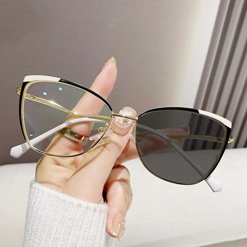 Cat Eye Anti Blue Light Reading Glasses Women 2025 Double Colors Eyewear Metal Frame Fashion Pink Optical Eyeglasses Spectacles