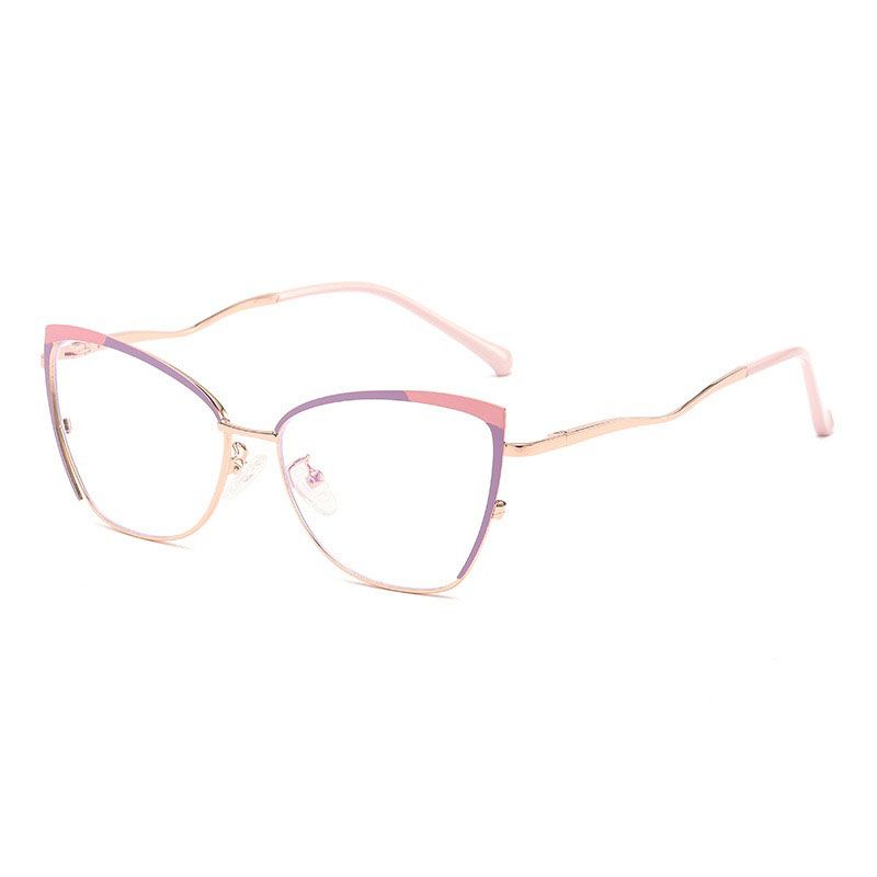 Cat Eye Anti Blue Light Reading Glasses Women 2025 Double Colors Eyewear Metal Frame Fashion Pink Optical Eyeglasses Spectacles