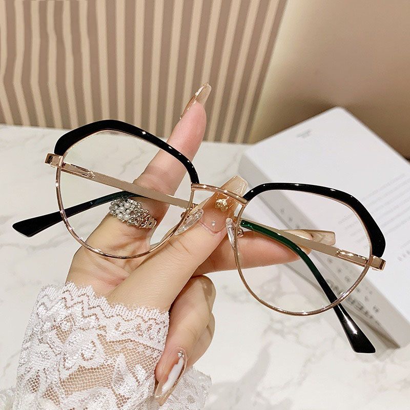 Metal Photochromic Semi Rimless Glasses Spring Hinge Anti-Blue Light Optical Luxury Eyeglasses Prescription Outdoor Spectacles