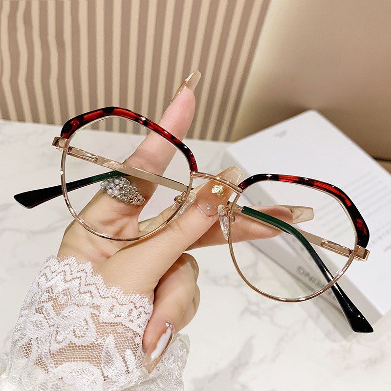 Metal Photochromic Semi Rimless Glasses Spring Hinge Anti-Blue Light Optical Luxury Eyeglasses Prescription Outdoor Spectacles