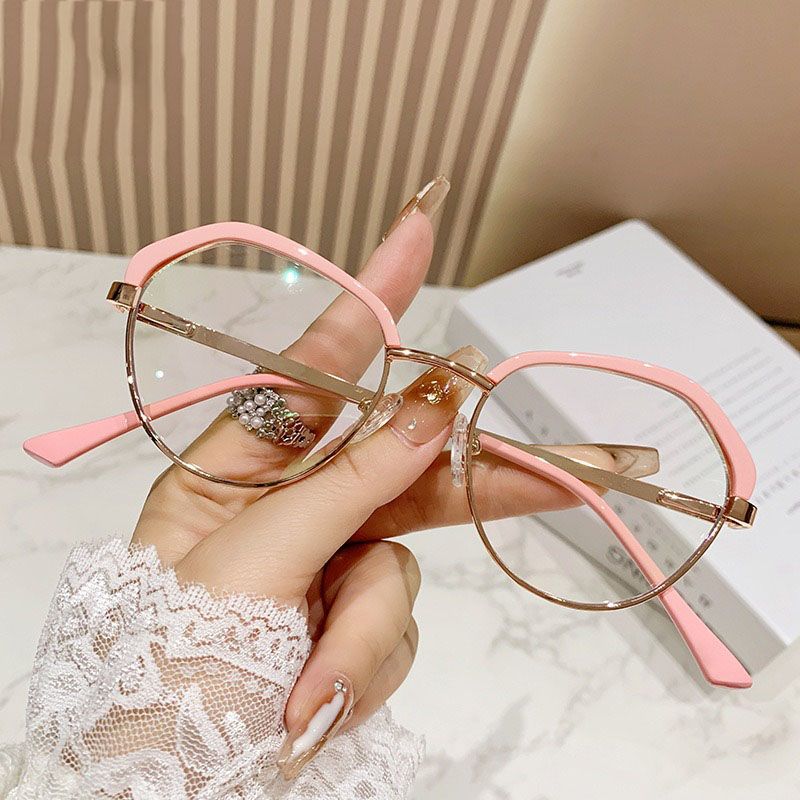 Metal Photochromic Semi Rimless Glasses Spring Hinge Anti-Blue Light Optical Luxury Eyeglasses Prescription Outdoor Spectacles