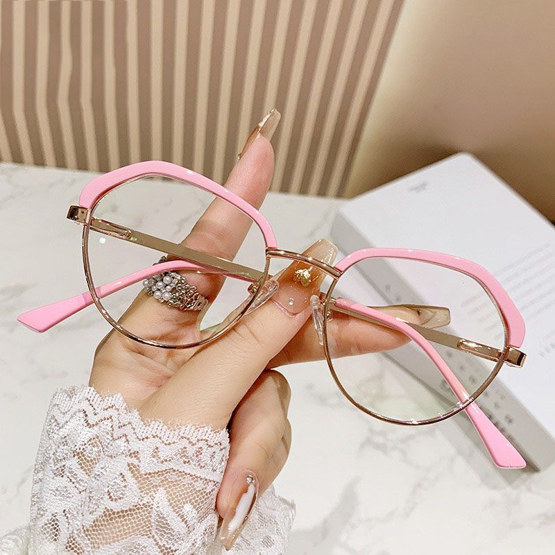 Metal Photochromic Semi Rimless Glasses Spring Hinge Anti-Blue Light Optical Luxury Eyeglasses Prescription Outdoor Spectacles