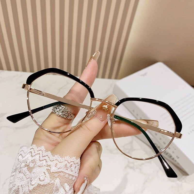 Metal Photochromic Semi Rimless Glasses Spring Hinge Anti-Blue Light Optical Luxury Eyeglasses Prescription Outdoor Spectacles
