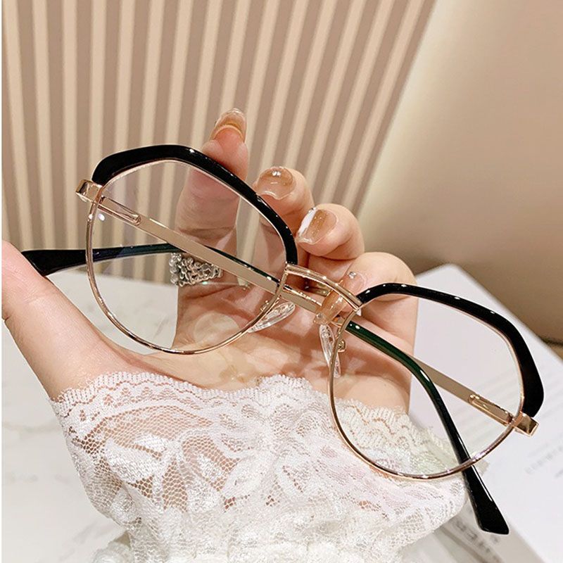 Metal Photochromic Semi Rimless Glasses Spring Hinge Anti-Blue Light Optical Luxury Eyeglasses Prescription Outdoor Spectacles