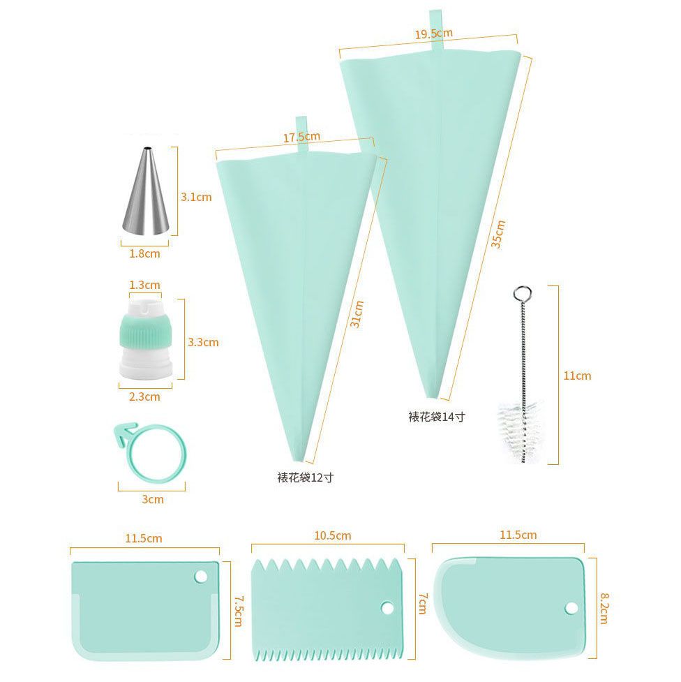 14/16 PCS Piping Bag Tips Set, Piping Nozzles Cake Decorating Tool with Scraper Clean Brush Stainless Tips, Reusable Thickened Silicone Bag, Baking Supplies DIY Tools for Icing Puff Cookie Cupcake