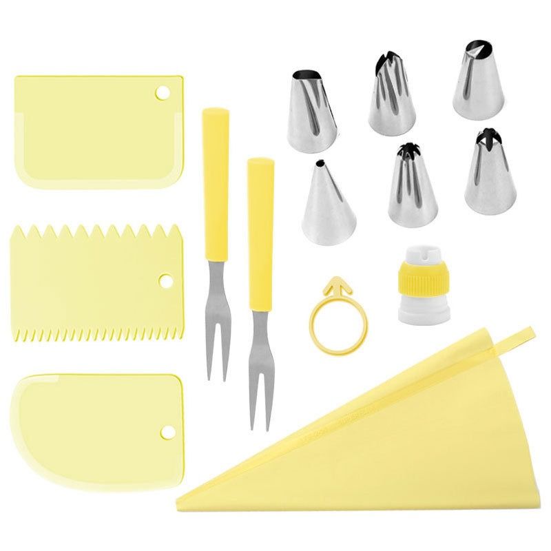 14/16 PCS Piping Bag Tips Set, Piping Nozzles Cake Decorating Tool with Scraper Clean Brush Stainless Tips, Reusable Thickened Silicone Bag, Baking Supplies DIY Tools for Icing Puff Cookie Cupcake