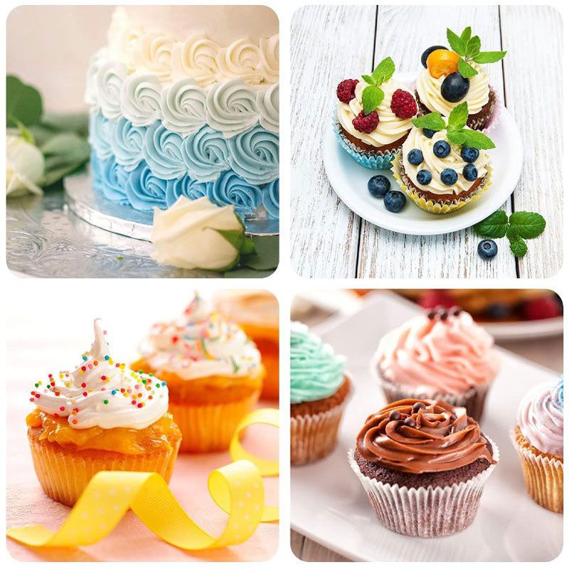 14/16 PCS Piping Bag Tips Set, Piping Nozzles Cake Decorating Tool with Scraper Clean Brush Stainless Tips, Reusable Thickened Silicone Bag, Baking Supplies DIY Tools for Icing Puff Cookie Cupcake