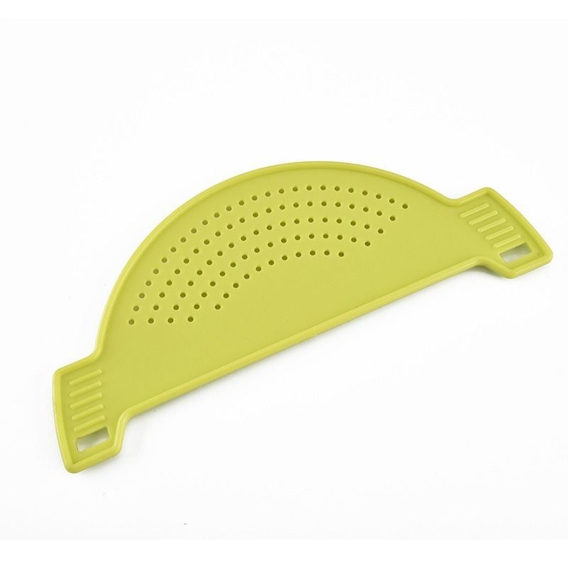 Plastic drainer, crescent shaped pot funnel, food filter board, drainage sieve with handle, suitable for pasta, vegetables, fruits, colander, kitchen utensils, pad